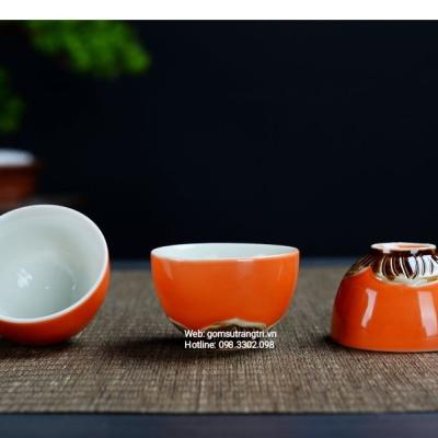 bộ ấm chén quả hồng cao cấp